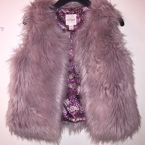 Fluffy pink vest- size 10/12